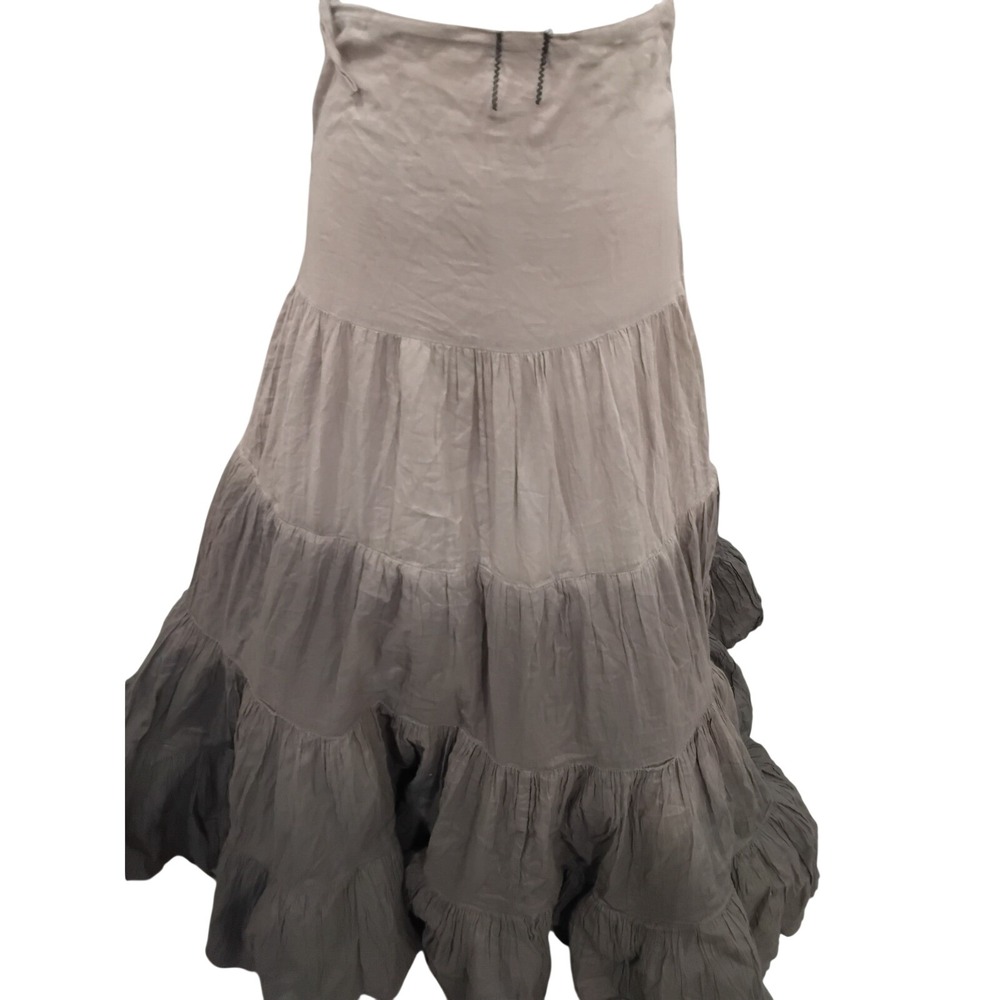 Erik Stewart Ombre Tiered Maxi Skirt Brown Cotton‎ Tulle Boho Cottagecore Small